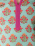 Girl's' Green And Pink Kurta Pant And Dupatta Set